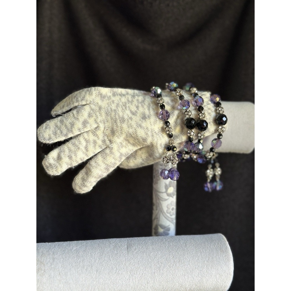 Iridescent Bracelet Purple & Black MultiBeads & Dangles Memory Wire for Any Size - Picture 2 of 16